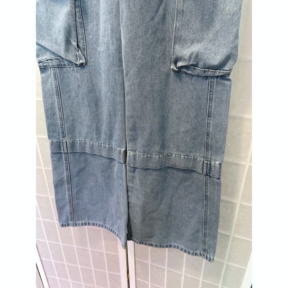 Cargo Jeans 8 High Rise Wide Leg Y2K Light Wash Grunge Baggy Urban Made by Zoe - Picture 4 of 8